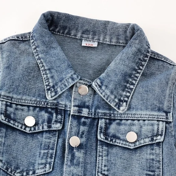 Girls Embroidered Bunny Denim Jacket Soft Cotton Jean Jacket Kids Spring Fall - Picture 3 of 8